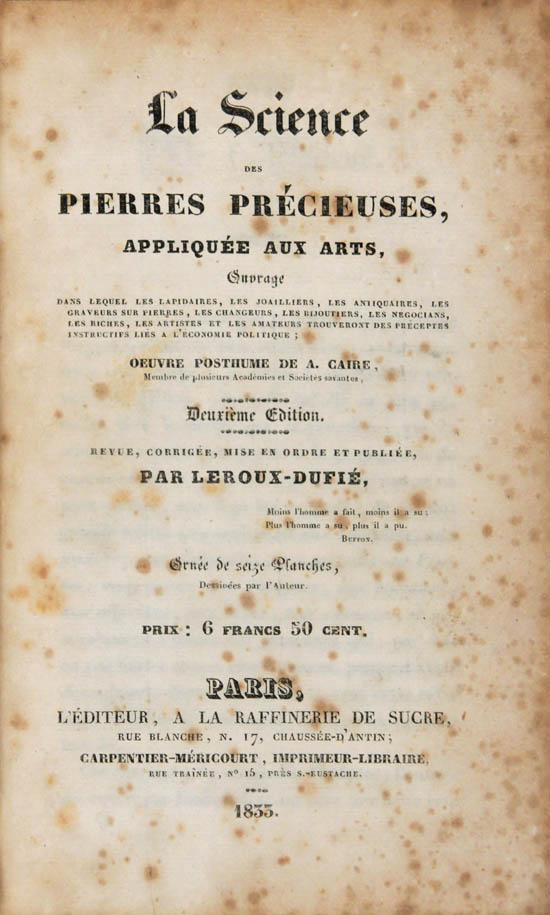 Caire or Caire-Morand, Antoine and Leroux-Dufié (1833)