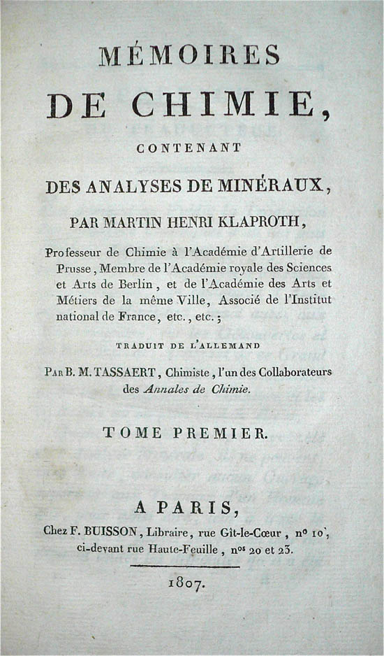 Klaproth, Martin Heinrich (1807)