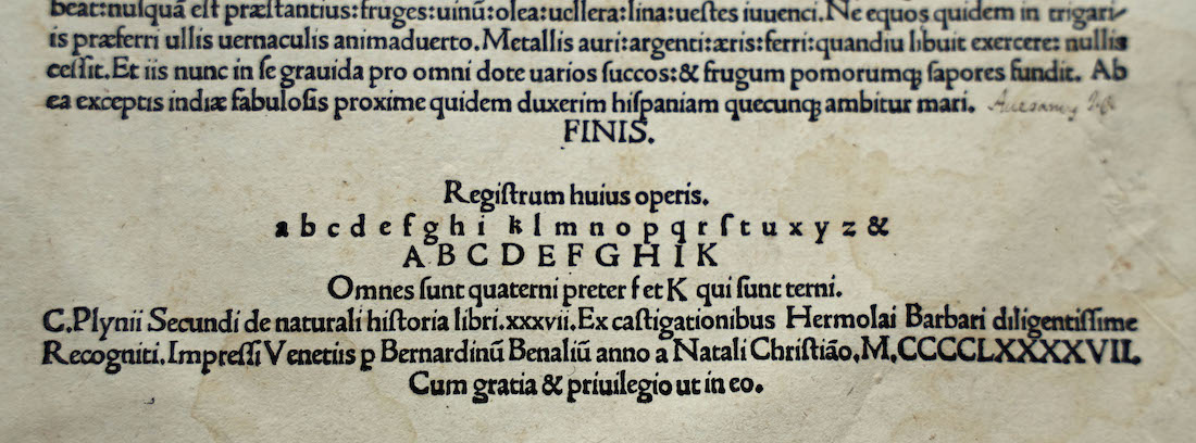 Plinius Secundus, 1497