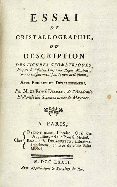 Romé de L'Isle (or Delisle), Jean-Baptiste Louis (1772)