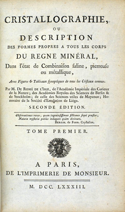 Romé de L'Isle (or Delisle), Jean-Baptiste Louis (1783)