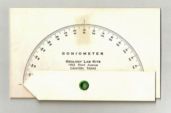 Educational contact goniometer with fixed arms, Geology Lab Kits, Canyon, Texas