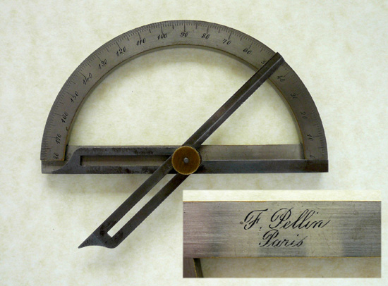 Contact goniometer with detachable arms, F. Pellin, Paris