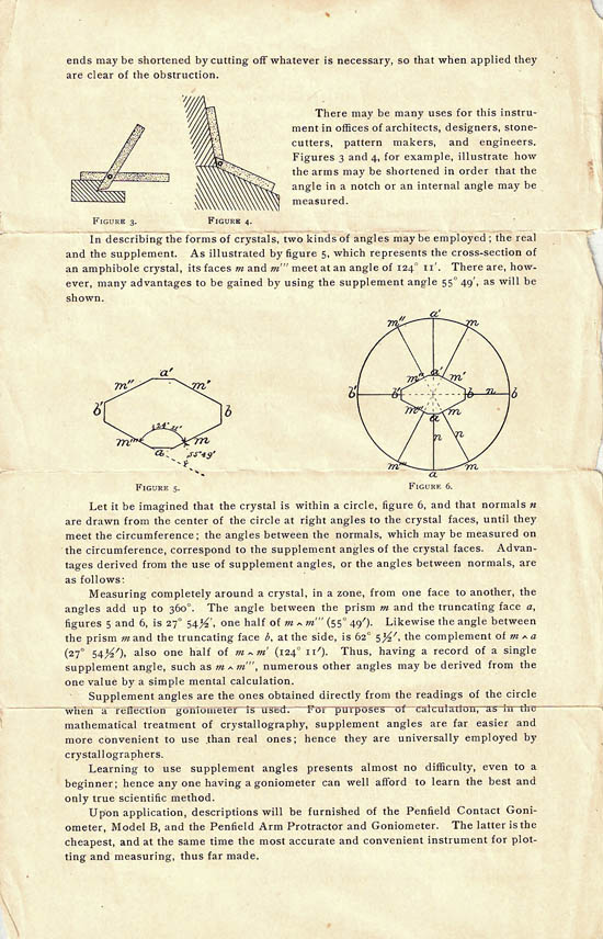 Contact goniometer with separate arms, S.L. Penfield, New Haven, Conn., U.S.A.
