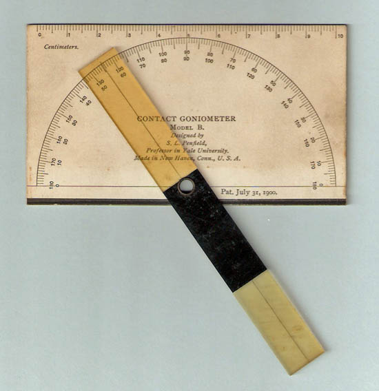 Educational contact goniometer with fixed limbs, S.L. Penfield, New Haven, Conn., U.S.A.