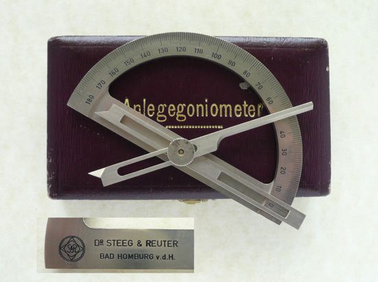 Contact goniometer with detachable arms, Steeg & Reuter, Bad Homburg