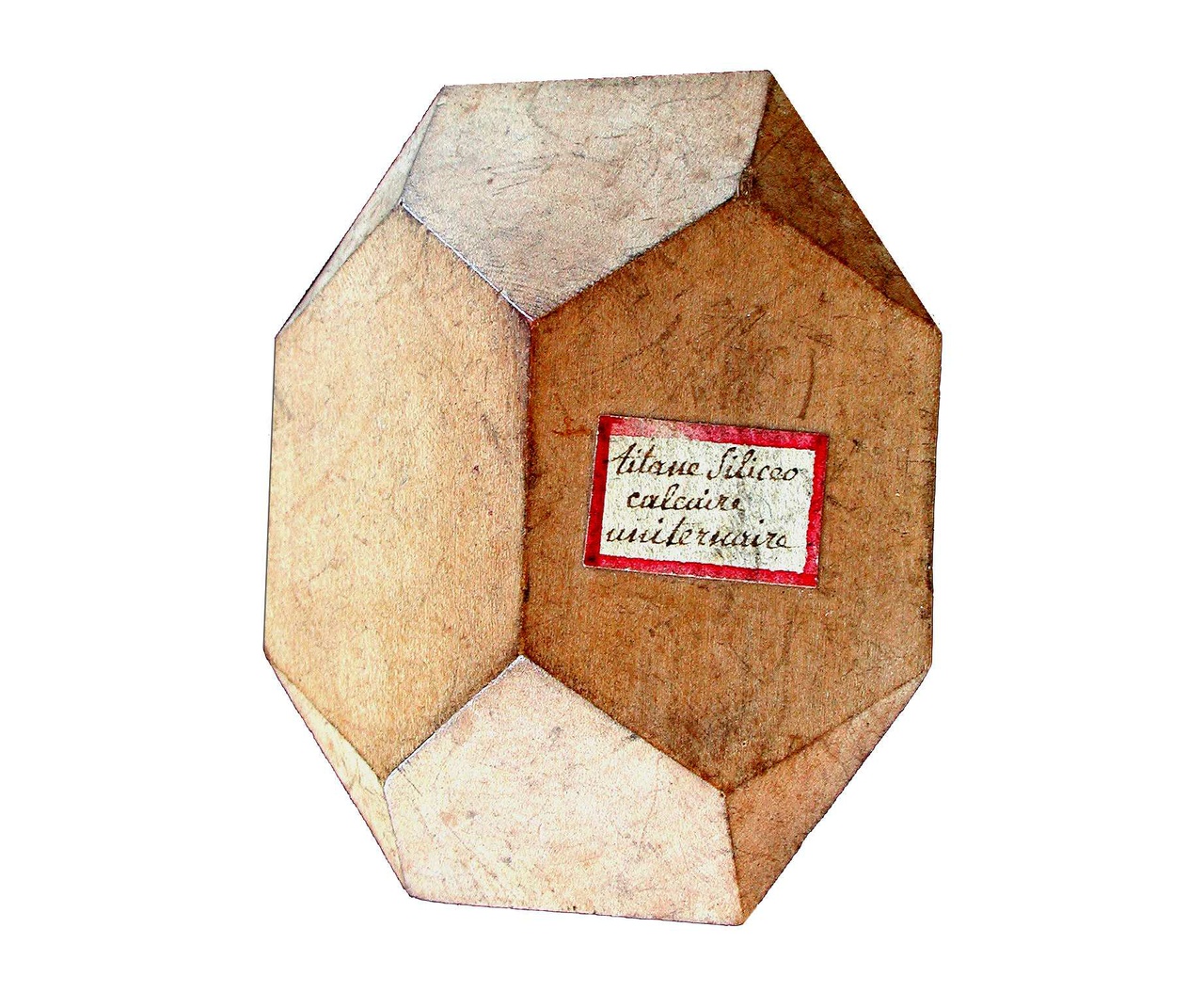 wooden crystal model of titanite, Haüy