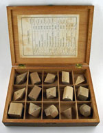 Case with wooden crystal models